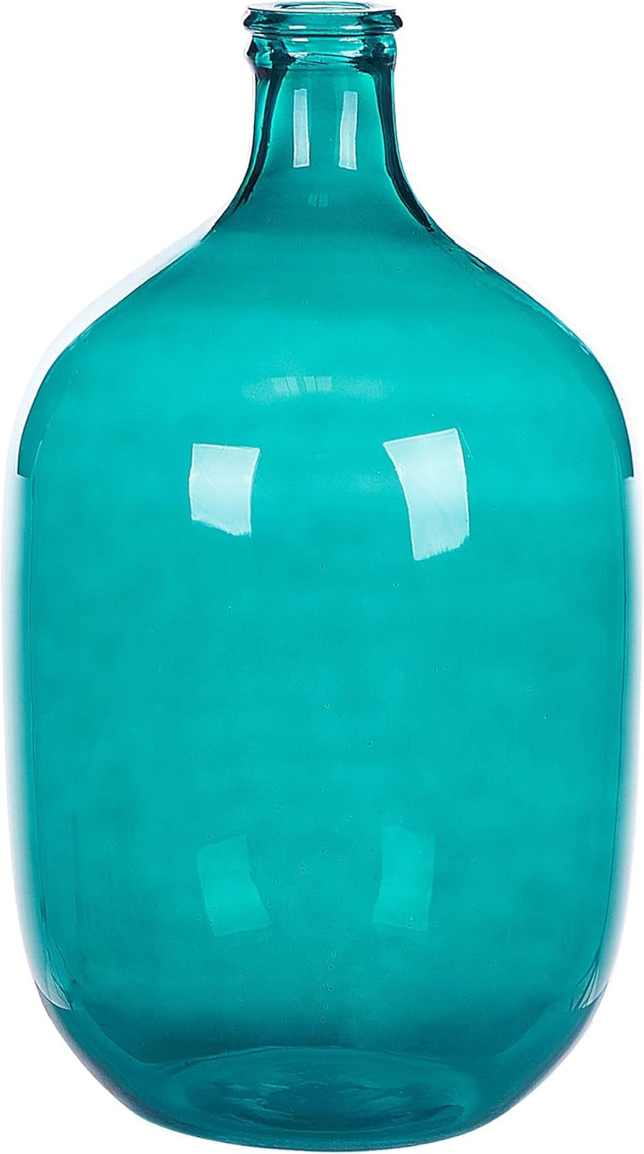 Runde Dekovase gefärbtes Glas handgefertigt blau türkis 48 cm Samosa