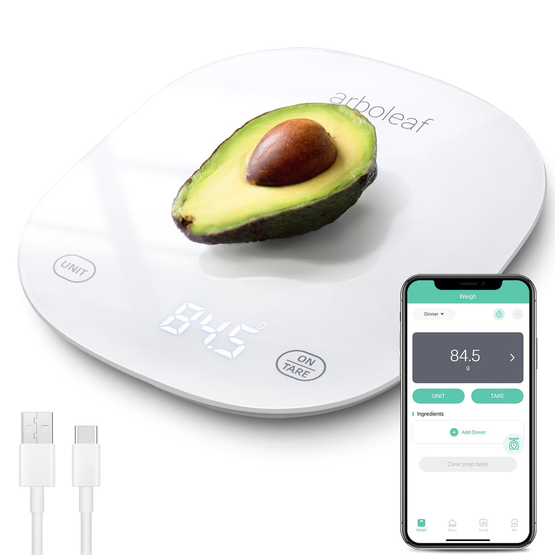 arboleaf Küchenwaage Digital mit App, Waage Küchenwaage Bluetooth mit Kalorienzähler, Küchenwaage US
