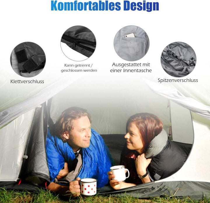 DREAMADE Doppel-Schlafsack, 2 in 1 Outdoor Schlafsack, Doppel Deckenschlafsack, Sommerschlafsack 2er