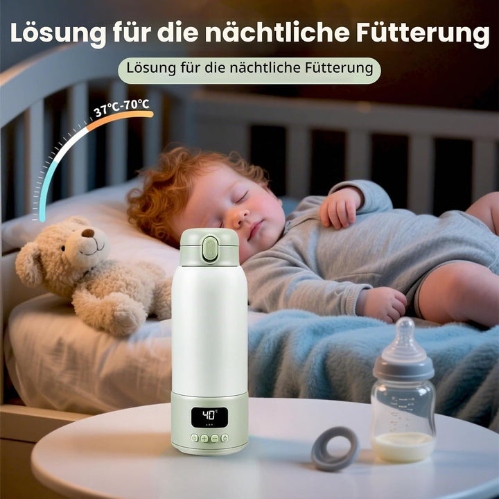 Tragbarer Flaschenwärmer Baby Unterwegs, 500ml Grosse Kapazität Babyflaschenwärmer Schnelle Erwärmun