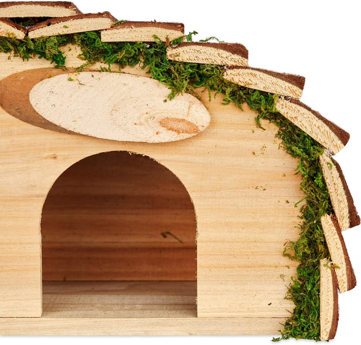 Relaxdays Igelhaus, Holz & Moos, Igelhotel mit Boden, Winterquartier für Igel, Garten, HxBxT: 18 x 3