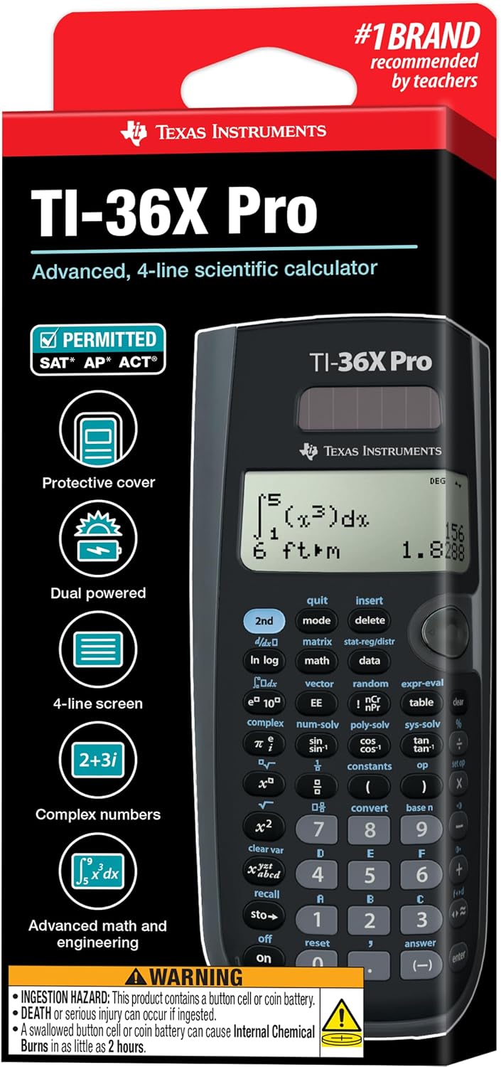 Texas Instruments TI-36X PRO Schulrechner (4-zeilig), nur mit französischer Anleitung und Sprache, 3