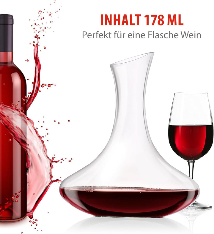 Alpina Premium Dekanter aus Glas – Wein Karaffe 1,78 L im schwungvollen Design | 20 x 24cm mit anges