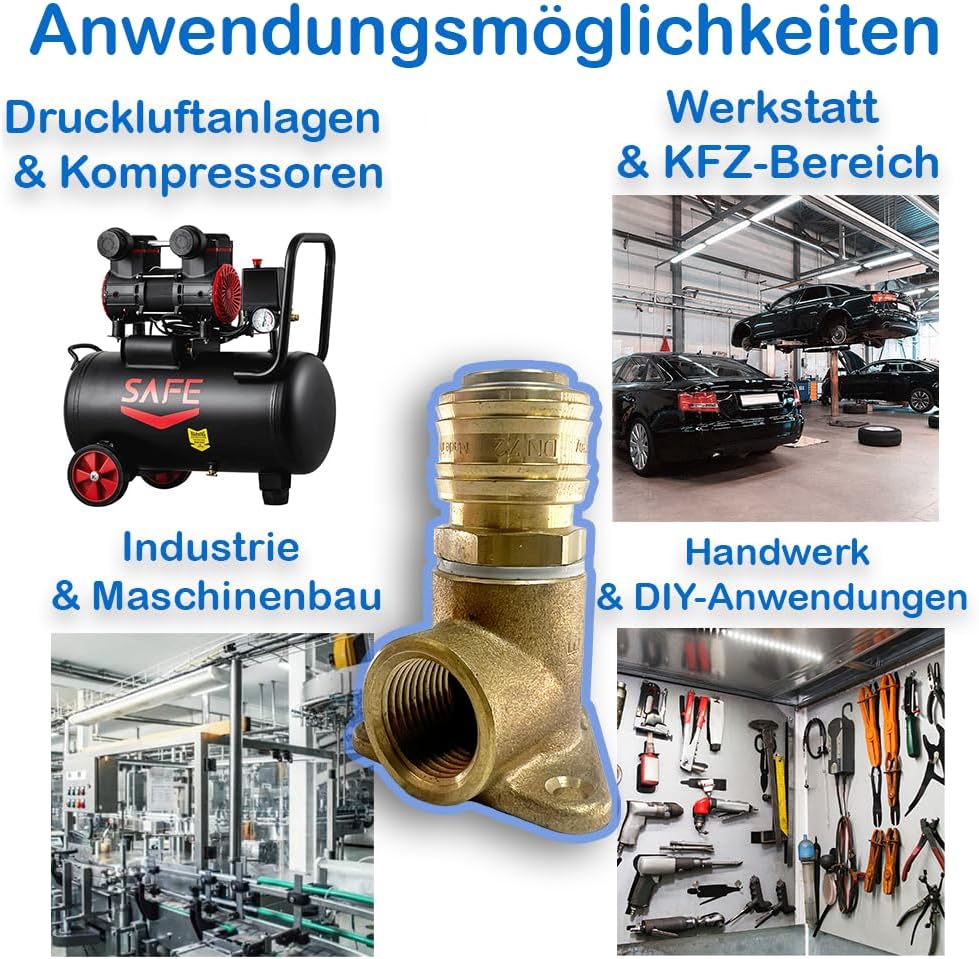 Druckluftverteiler Wanddose Druckluftweiche aus Messing mit 1/2" Eingangsgewinde und Kupplungsdosen