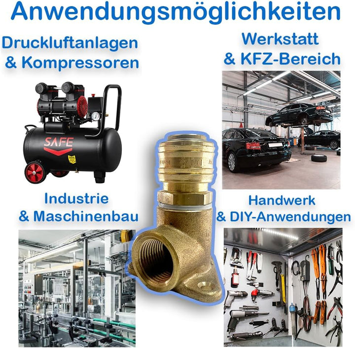 Druckluftverteiler Wanddose Druckluftweiche aus Messing mit 1/2" Eingangsgewinde und Kupplungsdosen