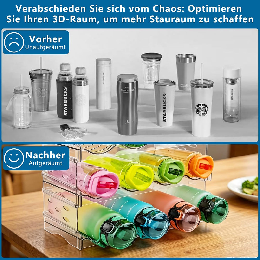 3 Etagen Flaschen-Organizer-Schrank für Kühlschrank, Stapelbarer Flaschenhalter für Vorratskammer Wa