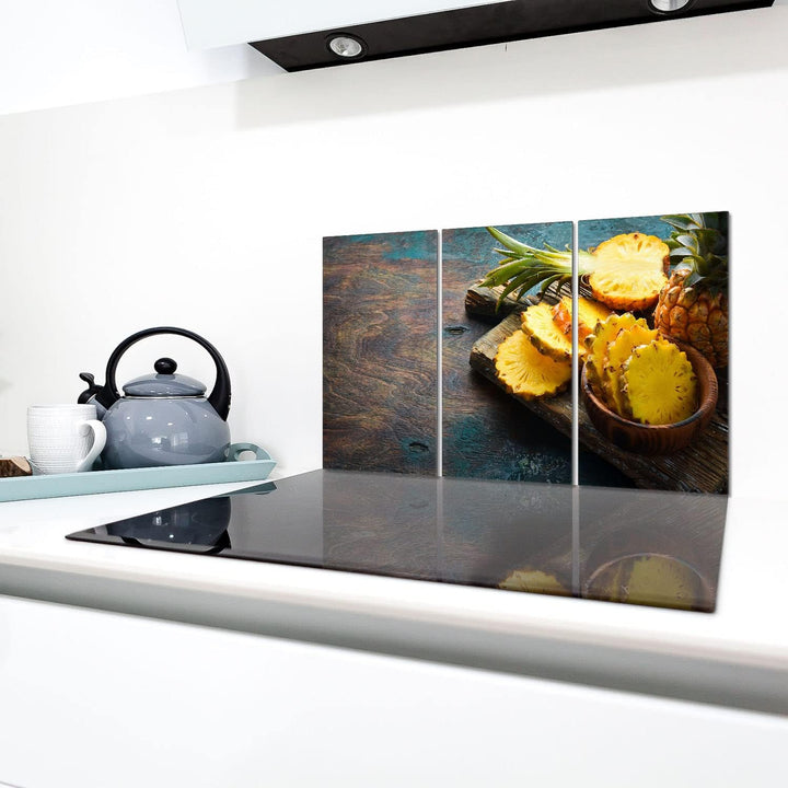 Herdabdeckplatten 3 Teilig 90x52 cm Ceranfeldabdeckung Küche Elektroherd Induktion Herdschutz Spritz
