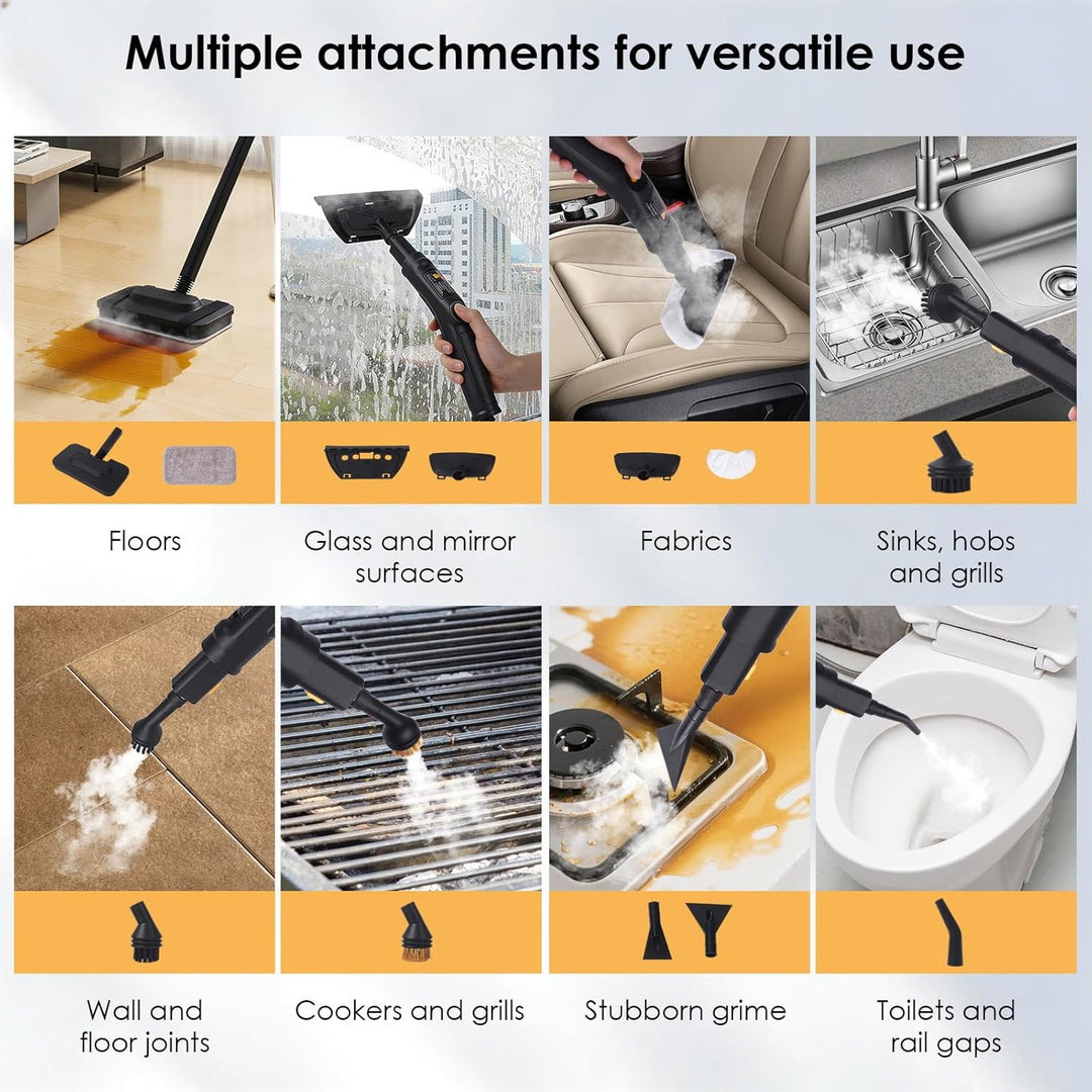 Dampfreiniger Boden 2500W, 3-stufig verstellbarer Griff und 3M Netzkabel, 1,6L Fassungsvermögen, Tra