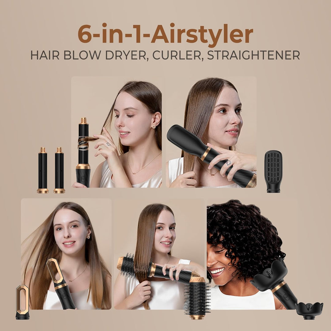 Airstyler Hair Styler Set 6 In 1 Haarstyler Mit Rundbürstenföhn Haarstyler Warmluftbürste föhn diffu