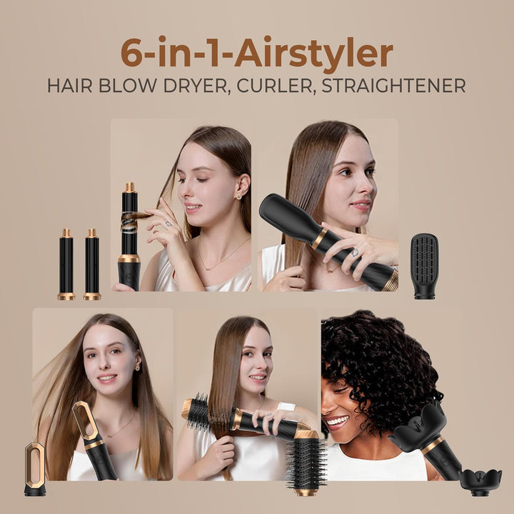 Airstyler Hair Styler Set 6 In 1 Haarstyler Mit Rundbürstenföhn Haarstyler Warmluftbürste föhn diffu