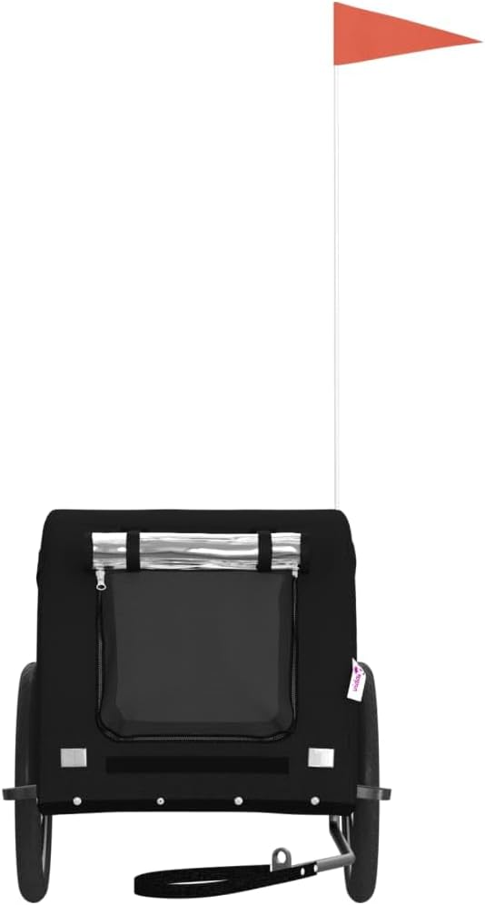 vidaXL Fahrradanhänger Hunde Grün und Schwarz Oxford-Gewebe & Eisen Schwarz 124 x 65 x 66 cm, Schwar
