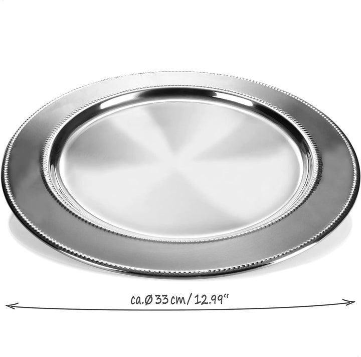 com-four® Servierplatte - Dekoteller aus Edelstahl Ø 33 cm - rundes Tablett zum Servieren und Dekori