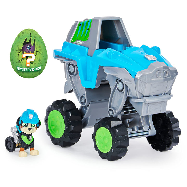 PAW Patrol Dino Rescue Deluxe Fahrzeug von Rex, inklusive Rex-Spielfigur und Überraschungs-Dinosauri