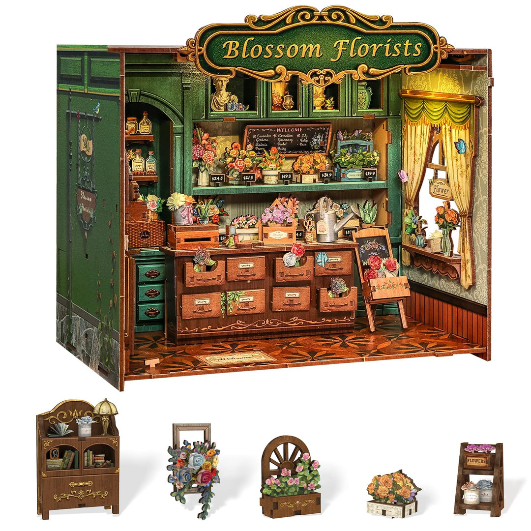 CUTEBEE Book Nook Kit – DIY Puppenhaus Miniatur Haus Buchstütze | Handmade Deko für Bücherregal | Kr