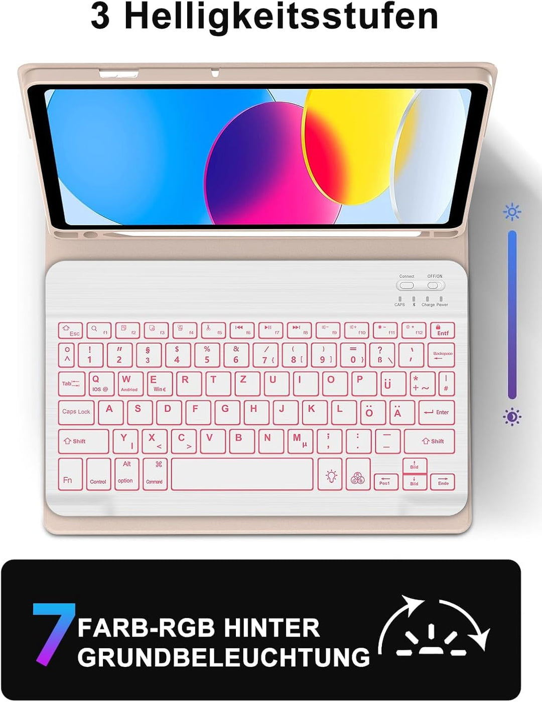 JADEMALL Für iPad A16 11./10. Gen Tastaturhülle mit Beleuchtung QWERTZ | Für iPad A16 Hülle mit Tast