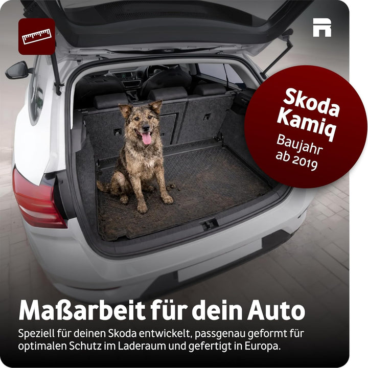 Recambo Kofferraumwanne für Skoda Kamiq | Standardboden | ab 2019- | passgenau mit Rand Schwarz PE -