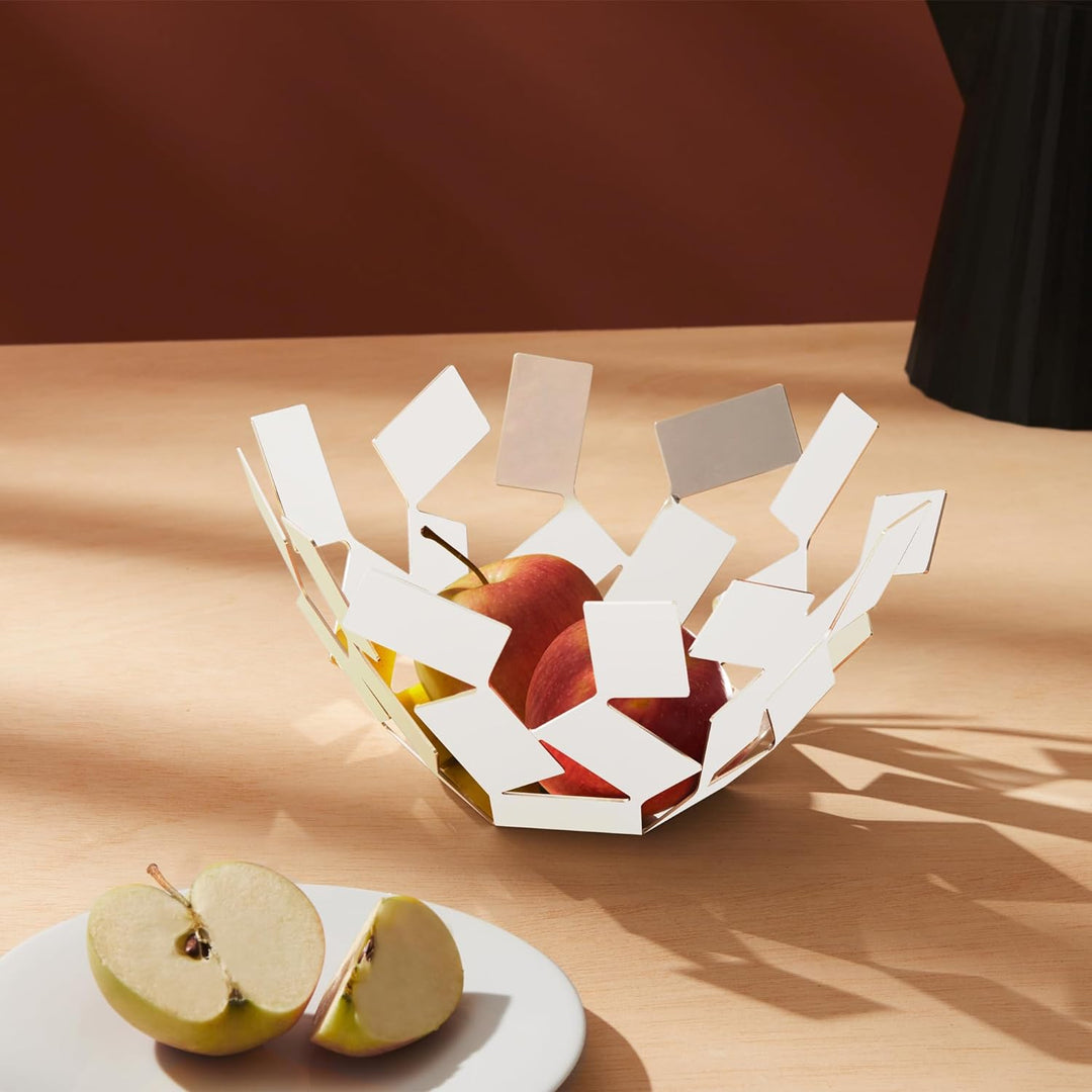 Alessi "La Stanza dello Scirocco", Obstschale weiss, Edelstahl 18/10, Weiss Lackiert,27.3 X 27.3 X 1