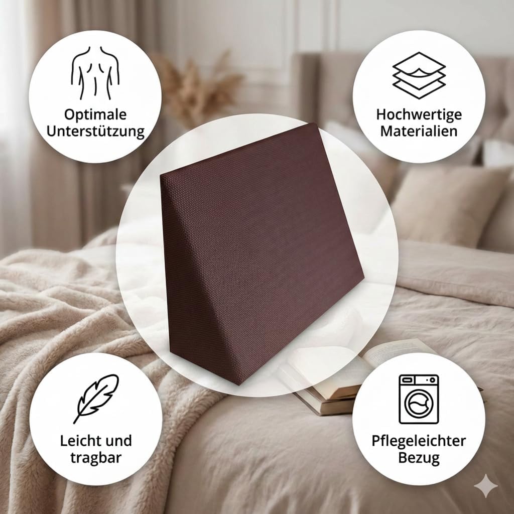 Stützendes Lesekissen Keilkissen für Bett oder Couch Schaumstoffkeil Lagerungshilfe Lagerungskissen