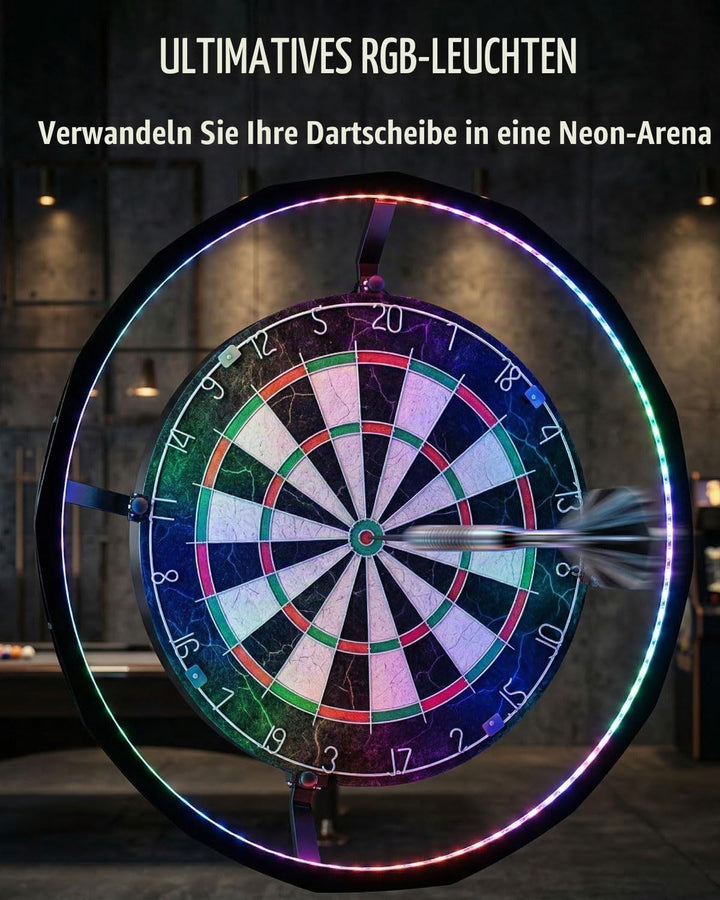 Dartscheibe Beleuchtung– Ultrahell 360° LED Lichtring für Sisal Dartboard – Schattenloser Runddesign