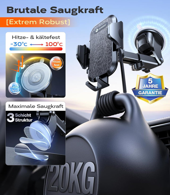 [𝙐𝙥𝙜𝙧𝙖𝙙𝙚 𝙎𝙖𝙪𝙜𝙠𝙧𝙖𝙛𝙩] VICSEED Handyhalterung Auto [Fällt Nie ab] 3 in 1 Kfz Handyhalter Saugnapf &amp; Lüf