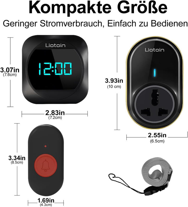 Notrufknopf für Senioren,Senioren Notruf Kabellos Notfallknopf Hausnotruf intern für Senioren SOS Al