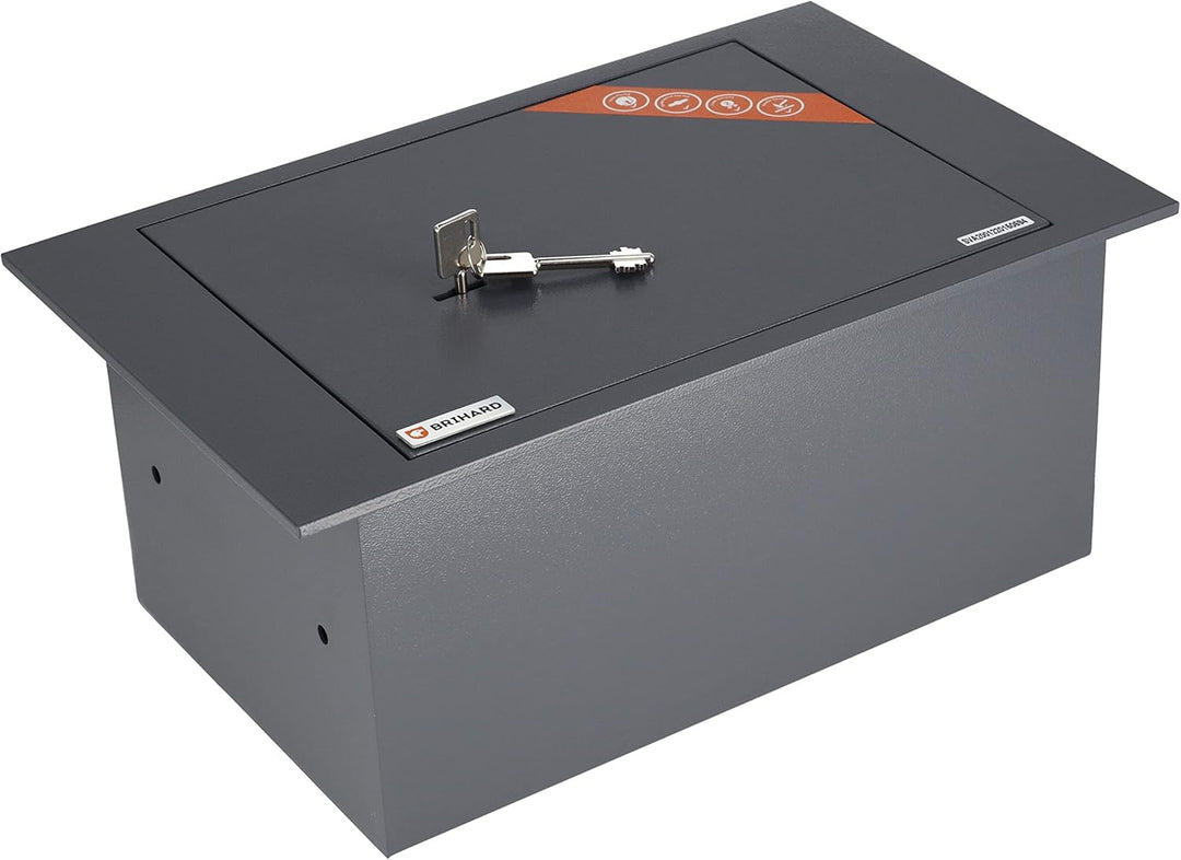 Brihard Bodenmontierter A4-Dokumententresor mit Schlüsselschloss – 13,5L Sichere Aufbewahrung – Auss