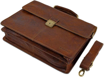 STILORD Vintage Aktentasche Herren Büro Business Schultertasche Laptoptasche mit Schloss gross echte