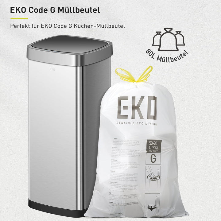 EKO EcoSmart 80L Sensor Mülleimer, grosser hoher automatischer Abfalleimer, Soft-Close Deckel, finge