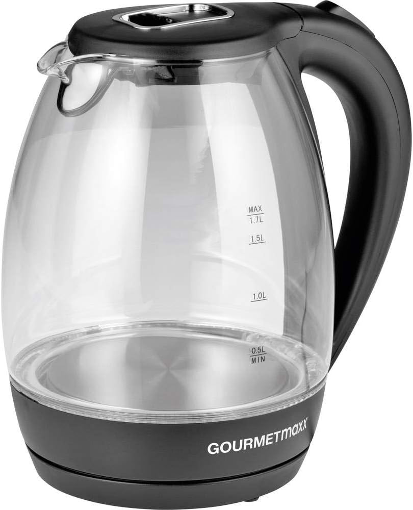 GourmetMaxx 07971 Wasserkocher schnurlos Schwarz, Glas