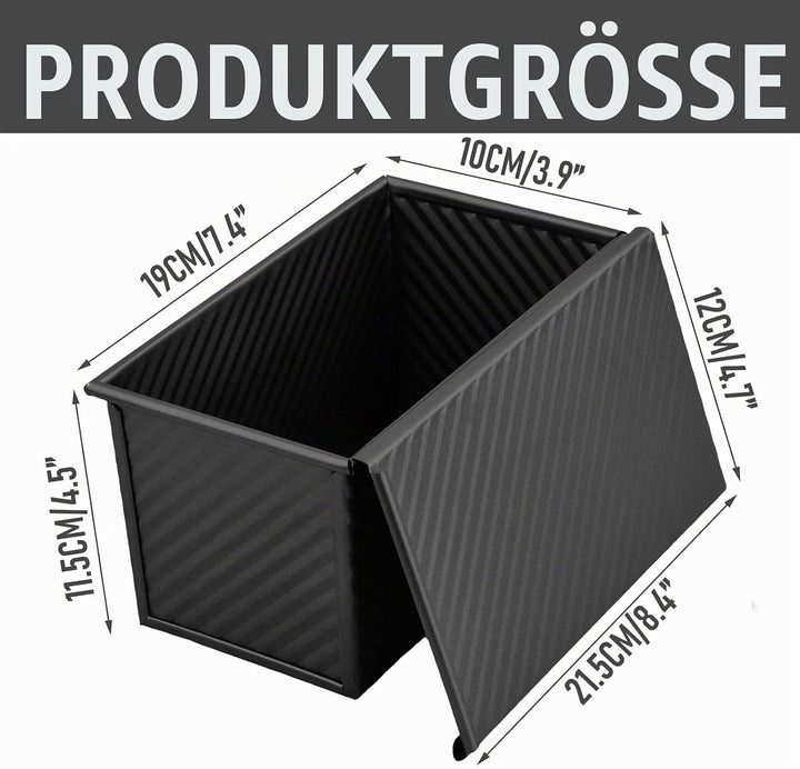 Toastbrot Backform mit Deckel, Laib Pfanne Brotbackform Kastenform, 450g Kastenform mit Belüftungslö