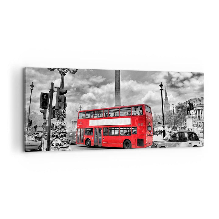 Wandbilder Dekoration Wohnzimmer Trafalgar Platz Taxi London Panorama Bilder auf Leinwand 120x50cm L