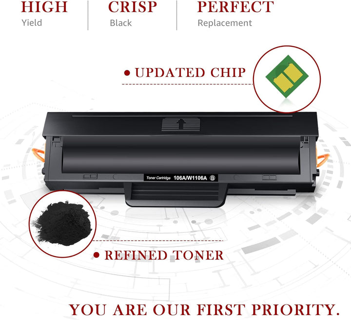 Toner Kingdom 106A Ersatz Kompatibel für HP 106A W1106A Tonerkartuschen für HP Laser 107a 107r 107w