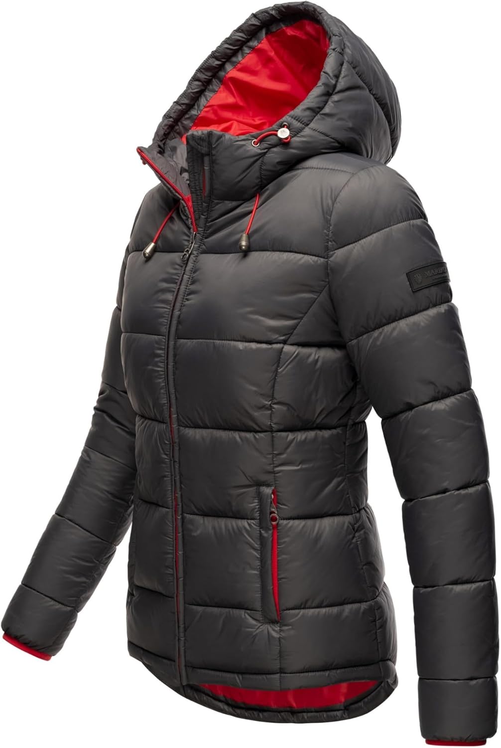 MARIKOO Damen Steppjacke gesteppte Winterjacke mit Kapuze B927 34 Anthrazit, 34 Anthrazit