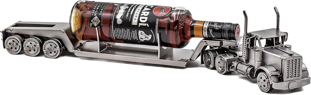 STEEMO Metallkunst Weinflaschenhalter Truck USA - LKW Tieflader - Deko-Weinhalter 62x12x10 cm