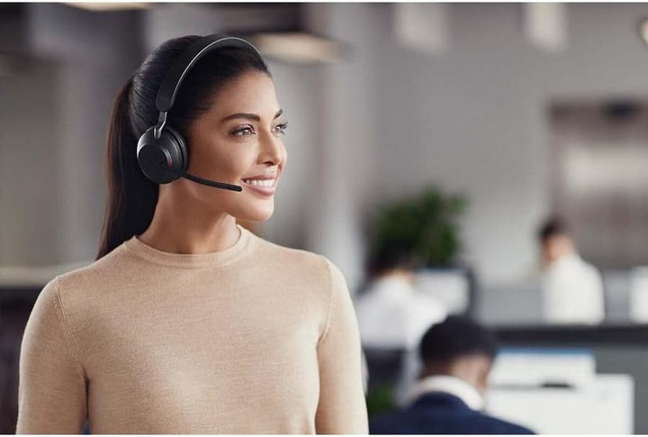 Jabra Evolve2 65 Wireless PC Headset with Charging Stand – Noise Cancelling Microsoft Teams Certifie