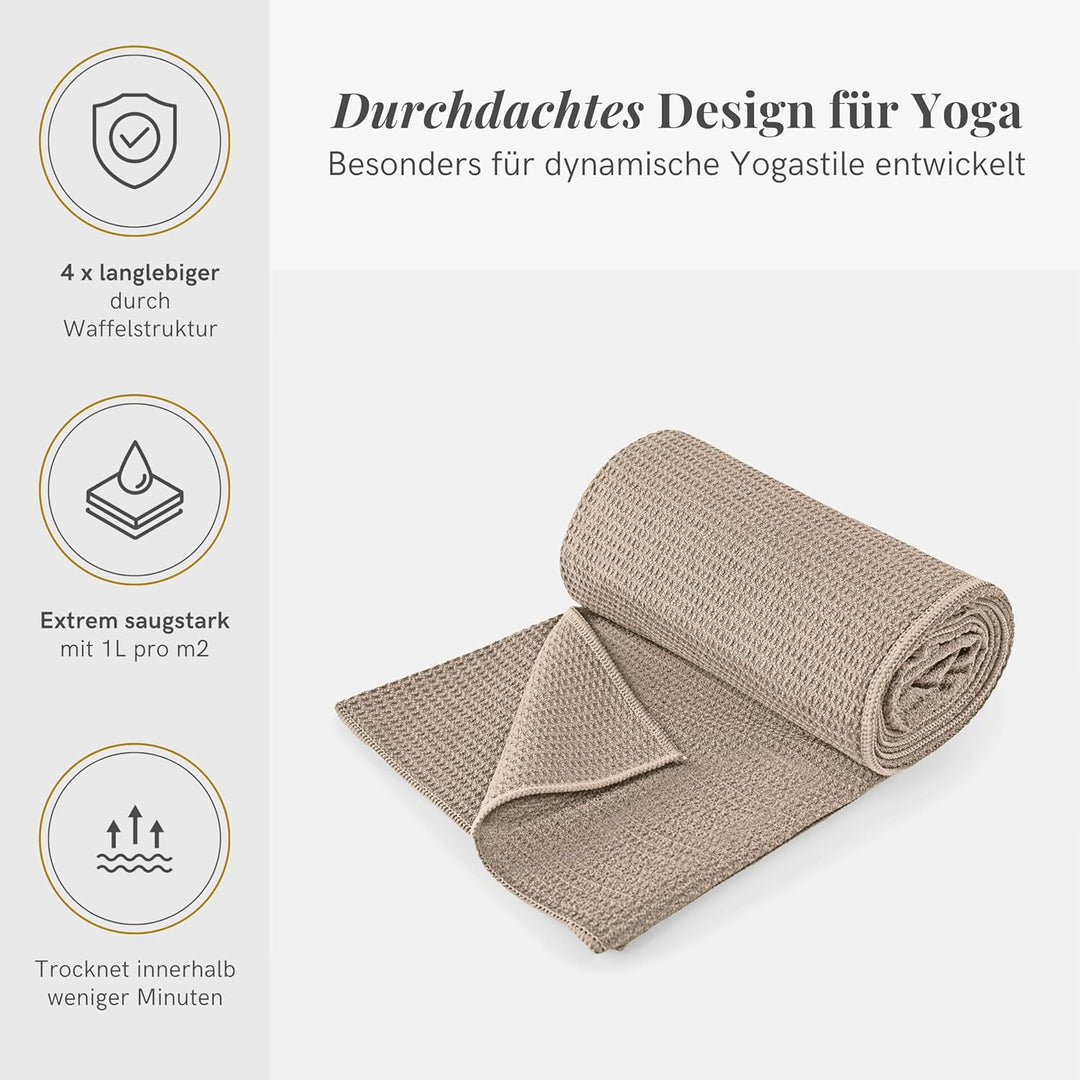 Lotuscrafts® Yoga Handtuch rutschfest für Hot Yoga oder Yogatuch Auflage für Yogamatte, Anti-Rutsch