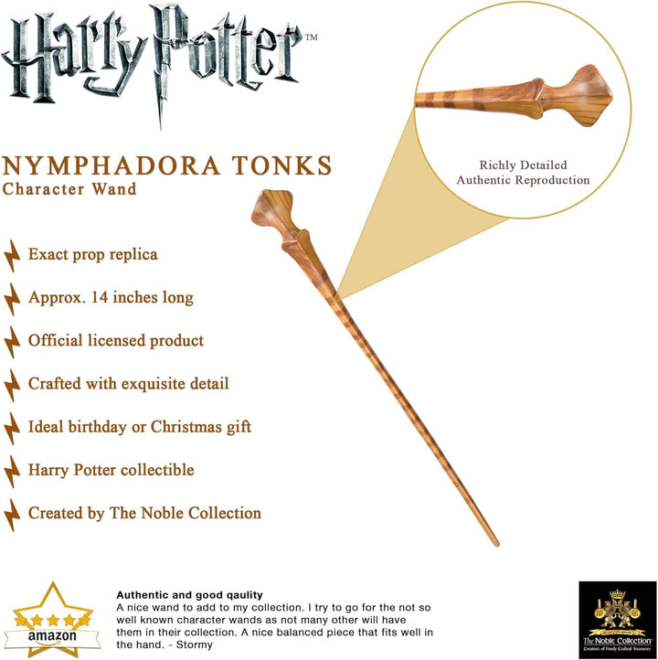 The Noble Collection - Nymphadora Tonks Character Wand - 14.9in (38cm) Harry Potter Wand With Metal