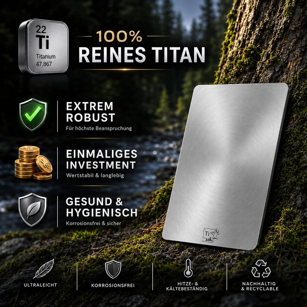 Titan Schneidebrett Made in Germany | 250 x180 x 2 mm | Hygienisch, Robust, Reines Titan