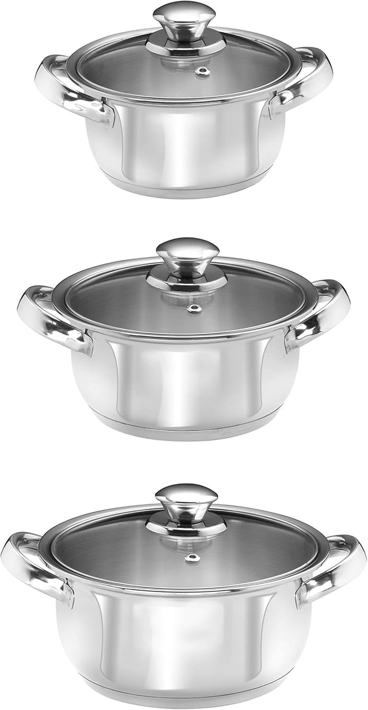 King T2252S Kochtopfset Trio mit Deckel, Edelstahl, 16, 18 und 20 cm, 3-teilig
