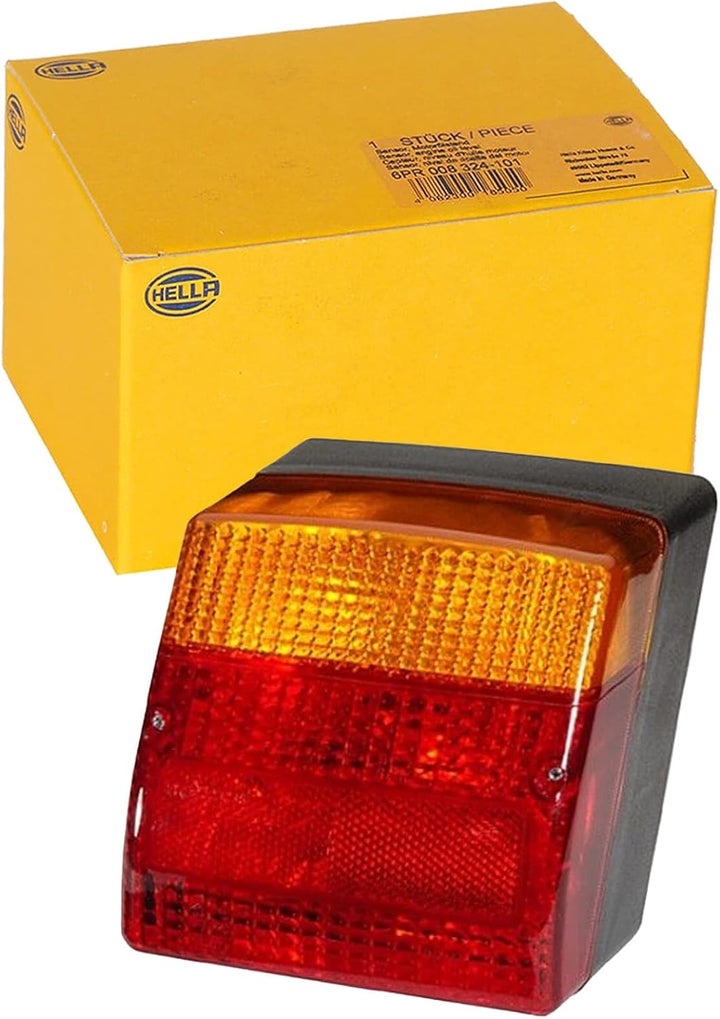 HELLA - Heckleuchte - Glühlampe - 12V - Anbau/geschraubt - Lichtscheibenfarbe: rot/gelb - Stecker: R