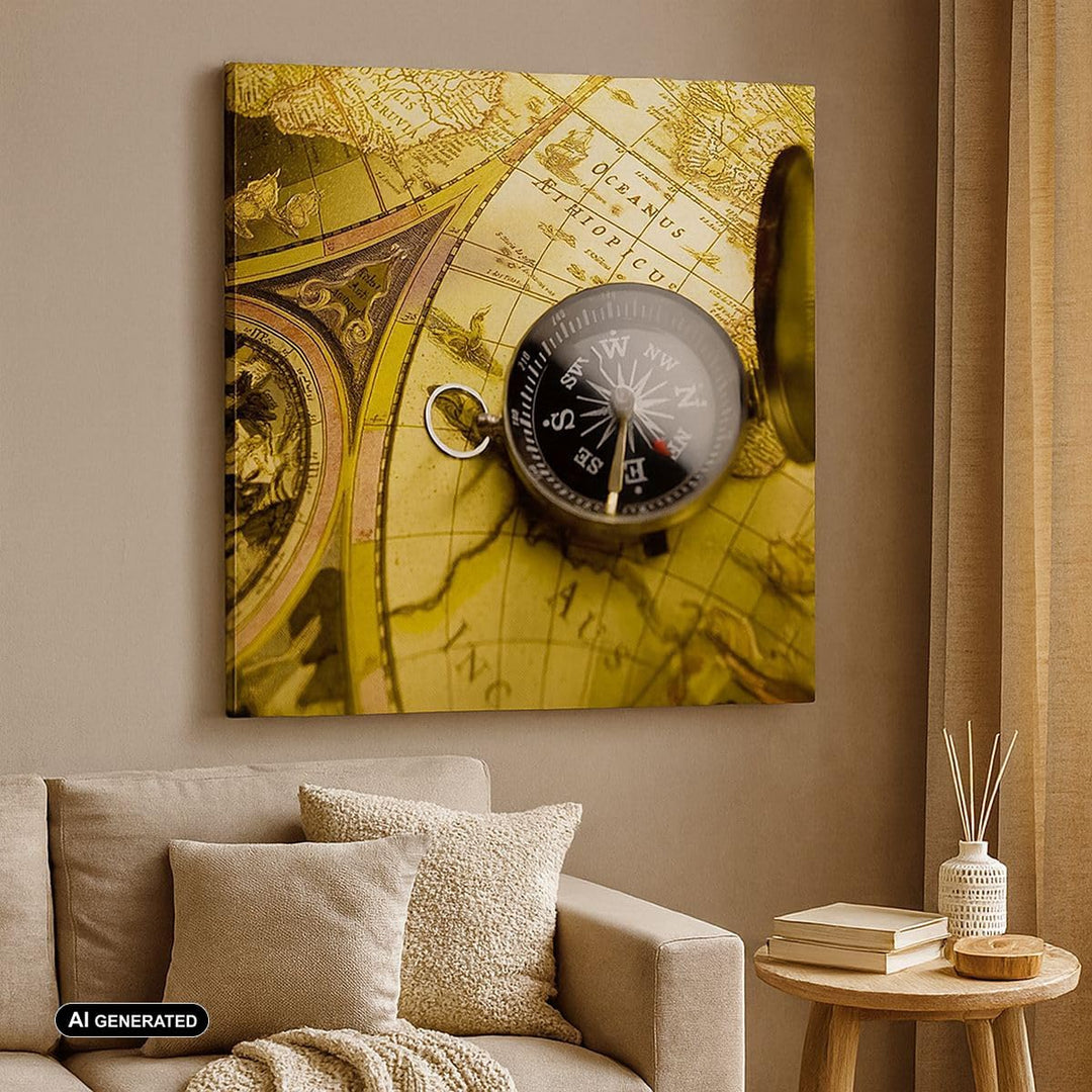 Bilder auf Leinwand Abstrakt kommunikation kompass erde Leinwandbild 60x60cm Wandbilder Dekoration W