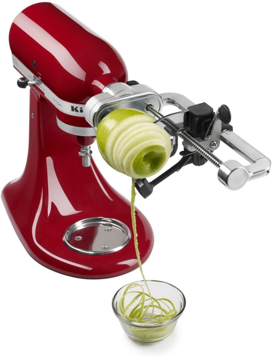 KitchenAid KSM1APC Spiralschneider-Aufsatz, Edelstahl, Silber Spiralschneider, 5 Klingen, Spiralschn