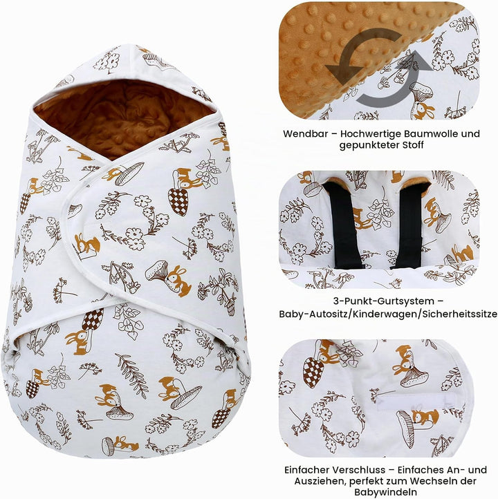Einschlagdecke Babyschale für Buggy Universal Fusssack Babydecke Baumwolle Baby Pucksack für Kinderw