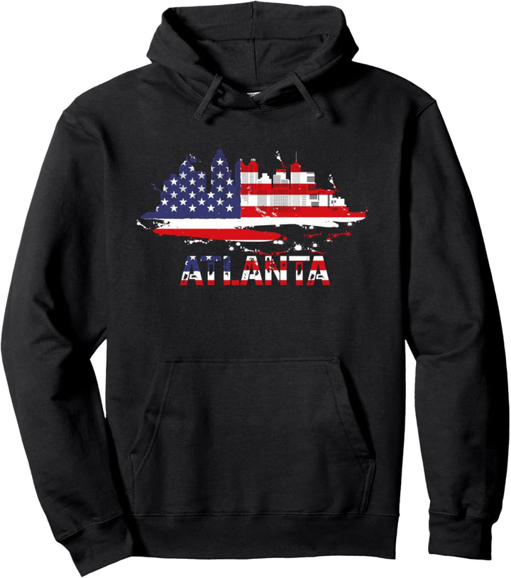 USA Amerikanische Flagge Stadtbild - Atlanta Georgia Skyline Pullover Hoodie