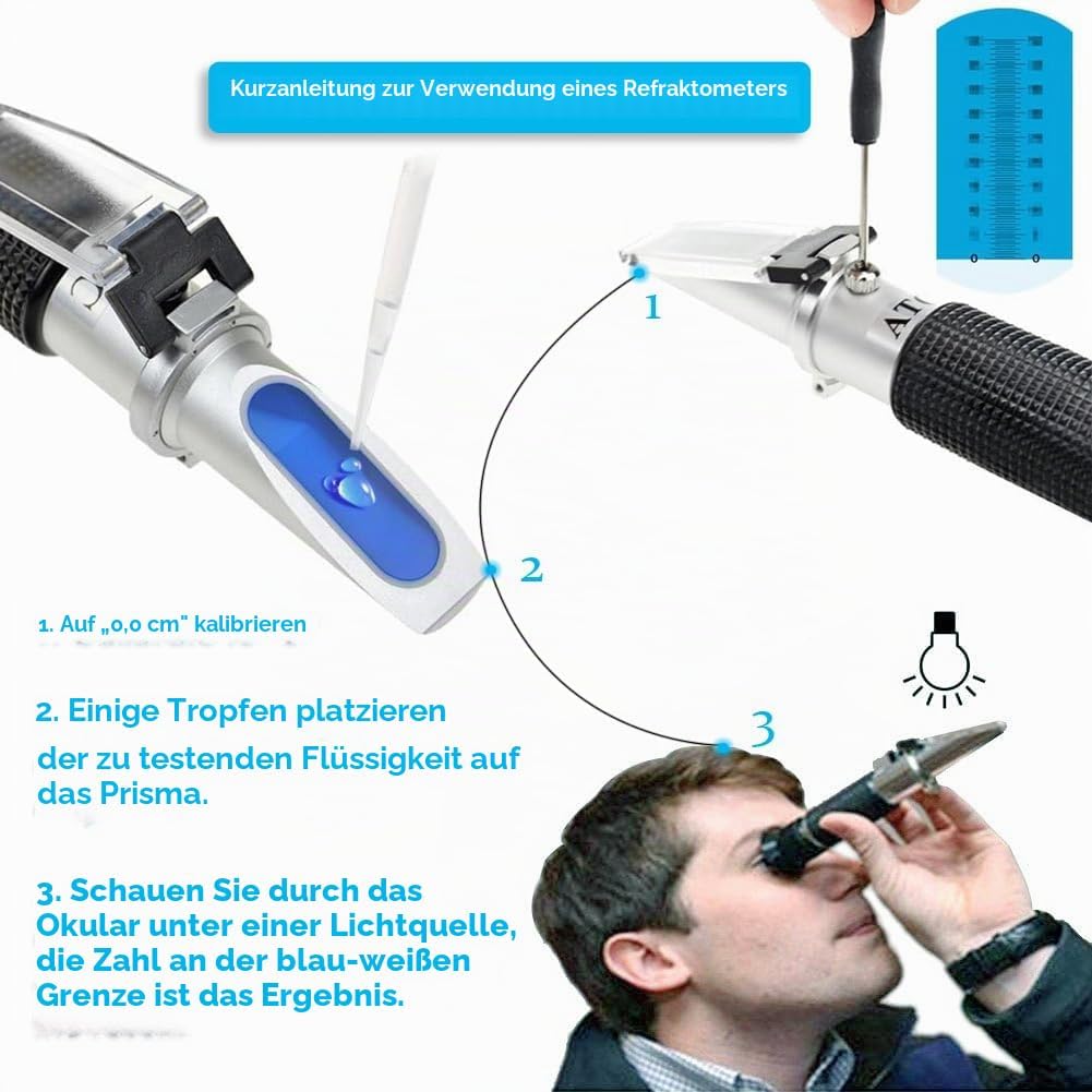 Agriculture Solutions Refraktometer für Meerwasser- und Meerwasser-Aquarien, 0-100 PPT mit automatis