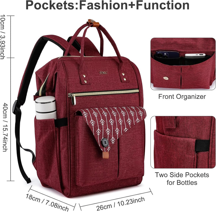 Rucksack Damen, Schulrucksack Mädchen Teenager, Laptop Rucksack mit USB-Ladeanschluss für Arbeit, Wa