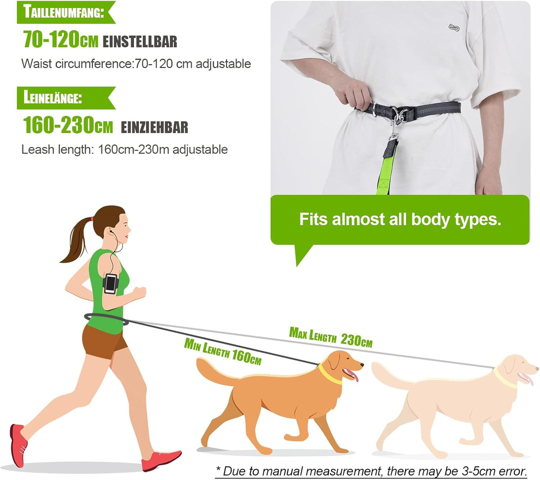 Snocyo Joggingleine Hunde, Jogging Hundeleine für Mittelgrosse und Grosse Hunde, Elastische und Refl