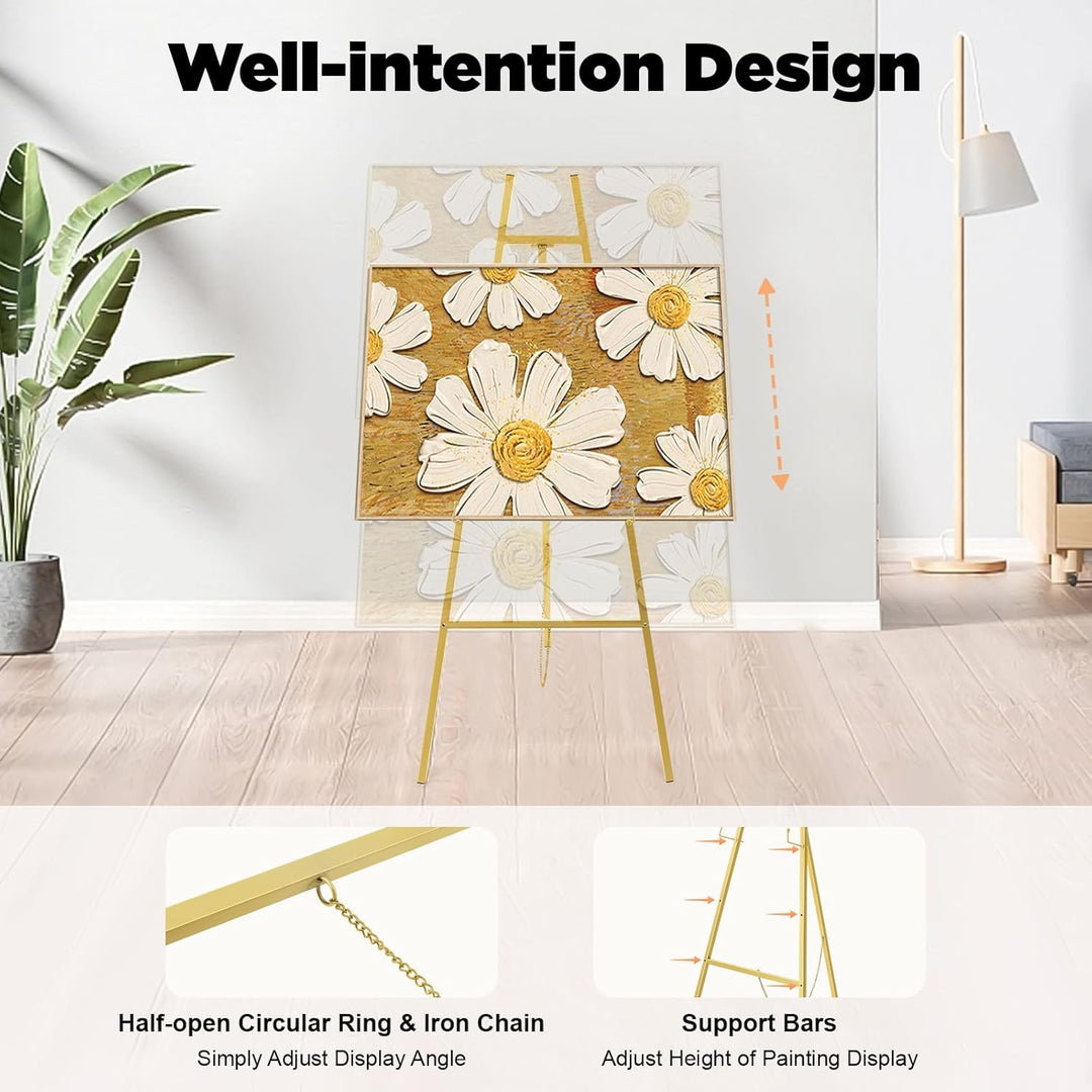 2 Stück Gold Eisen Staffelei Ständer Anzeigewinkel Anzeigen Halter Einstellbare,50×118cm Stativ Klap