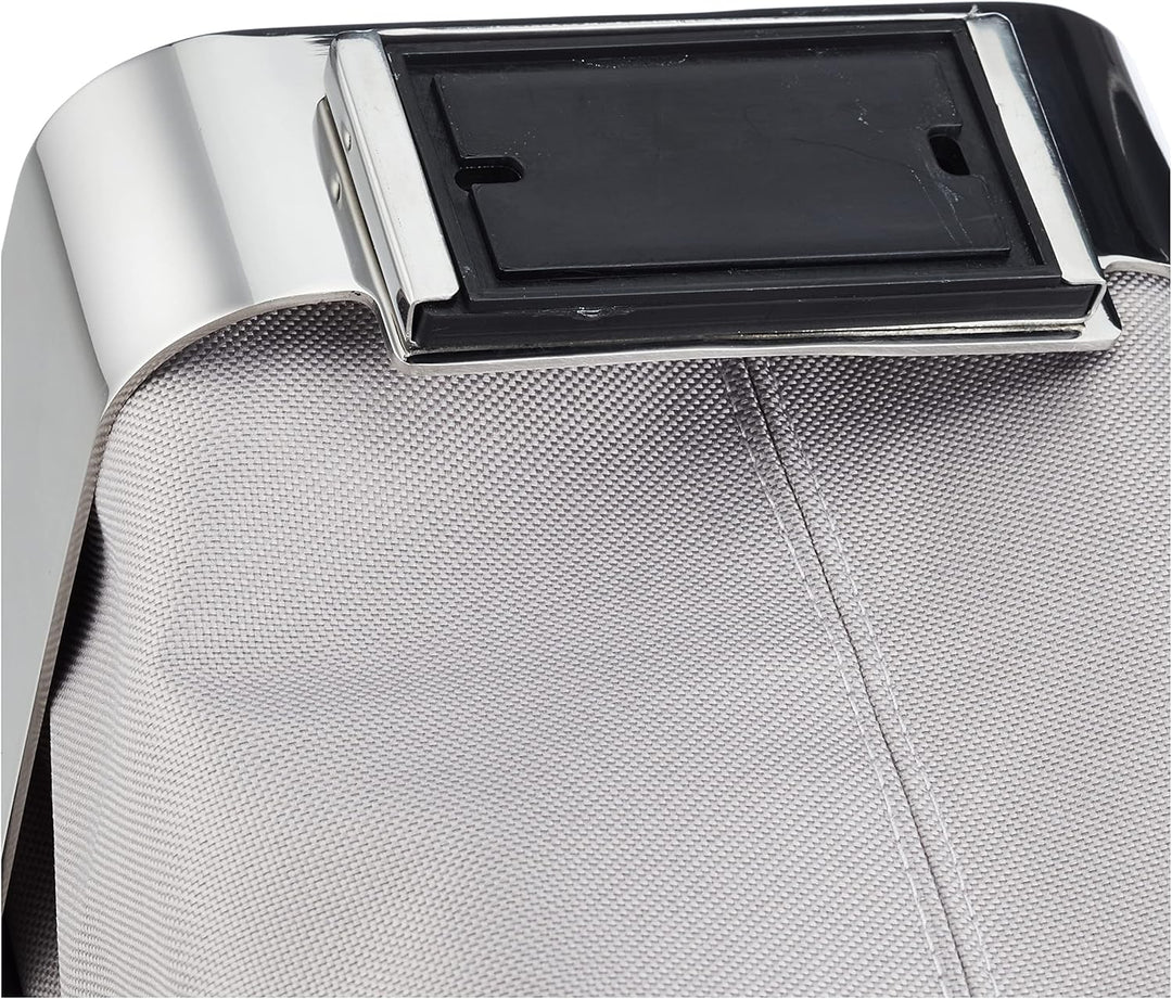 blomus -NEXIO- Gästehandtuchkorb aus poliertem Edelstahl und Baumwoll-Stofftasche, stilvolles Taupe,