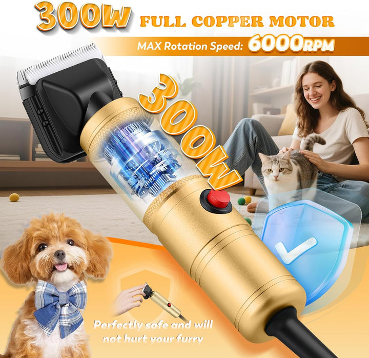 Moongiantgo 300W Hundeschermaschine, Tierhaarschneidemaschine, 2000-6000RPM Geschwindigkeitsregelung